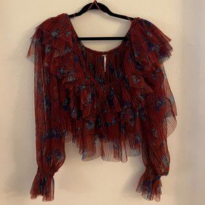 Free People Red Floral blouse
